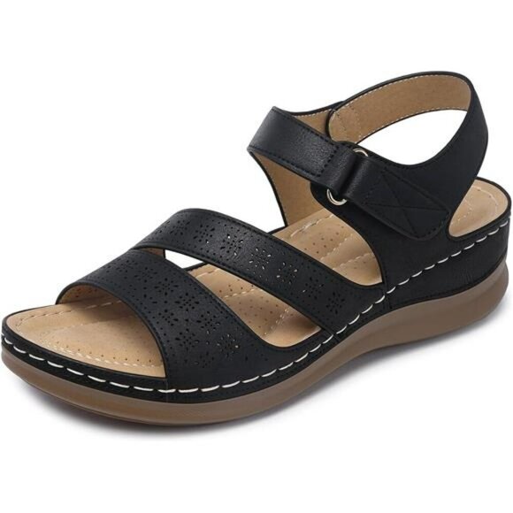 Womens Wedge Platform Sandals Arch Support Dressy Open Toe Summer Shoes - Picture 1 of 7